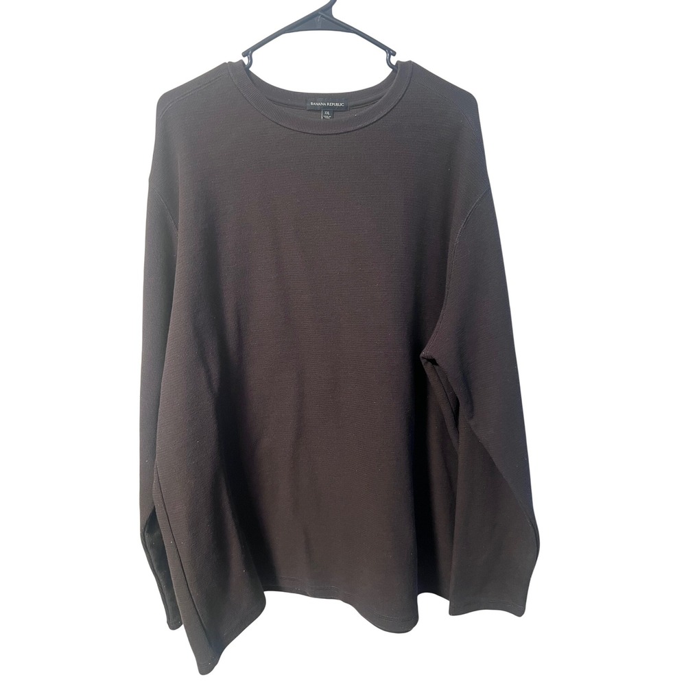 Banana Republic Waffle Knit Pullover Mens XXL Brown‎ Long Slv